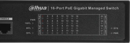 Коммутатор Dahua DH-S4220-16GT-240 (L2) 20x1Гбит/с 2SFP 240W управляемый