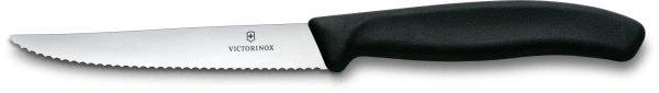Нож кухонный Victorinox Swiss Classic 6.7233 стальной универсальный для стейка/пиццы лезв.110мм серрейт. заточка черный