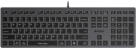 Клавиатура A4Tech FX60H серый USB slim LED (FX60H GREY/WHITE) кабель 1.5м