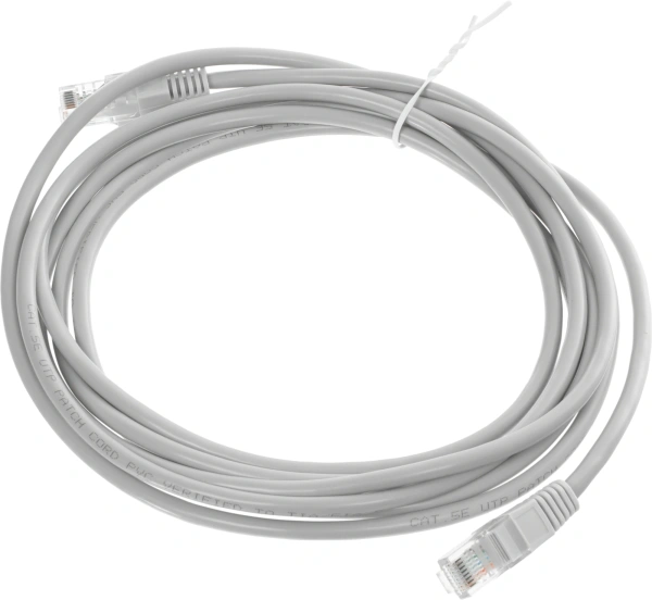 Патч-корд KingPrice KP-PC-c5e-3m-g 1Гбит/с UTP 4 пары cat.5E CCA molded 3м серый RJ-45 (m)-RJ-45 (m)