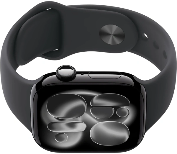 Смарт-часы Apple Watch Series 11 A3333 46мм OLED корп.черный Sport Band рем.черный разм.брасл.:160-210мм (MEUX4ZP/A)