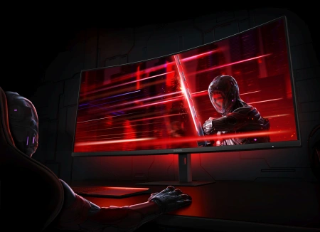 Монитор Xiaomi 34" Curved Gaming Monitor G34WQi черный VA LED 1ms 21:9 HDMI матовая HAS Piv 350cd 178гр/178гр 3440x1440 180Hz FreeSync Premium DP 2K 6.9кг