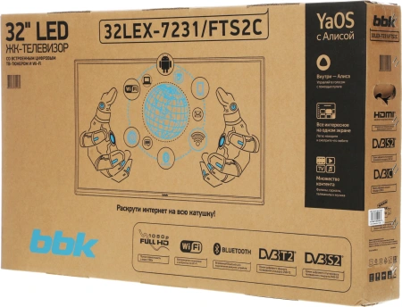 Телевизор LED BBK 32" 32LEX-7231/FTS2C (B) Яндекс.ТВ Frameless черный FULL HD 60Hz DVB-T2 DVB-C DVB-S2 USB WiFi Smart TV (RUS)