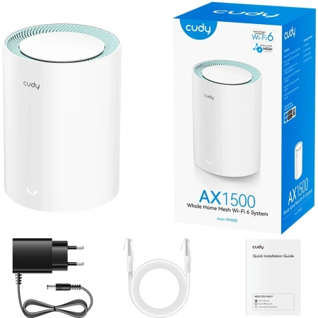 Бесшовный Mesh роутер Cudy M1500 (M1500(1-PACK)) AX1500 10/100/1000BASE-TX белый