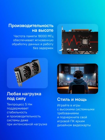 Видеокарта Sapphire PCI-E 4.0 11335-04-20G PULSE RX 7700 XT GAMING AMD Radeon RX 7700XT 12Gb 192bit GDDR6 2171/18000 HDMIx2 DPx2 HDCP Ret