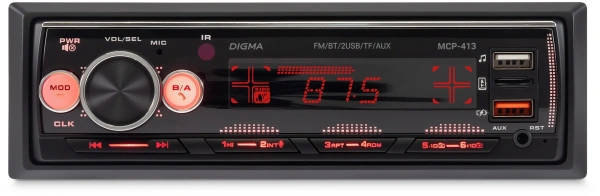 Автомагнитола Digma MCP-413 1DIN 4x45Вт v5.0 USB 2.0 AUX 4 ПДУ
