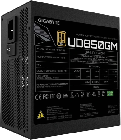 Блок питания Gigabyte ATX 850W GP-UD850GM Gen.5 80+ gold (20+4pin) APFC 120mm fan 8xSATA Cab Manag RTL