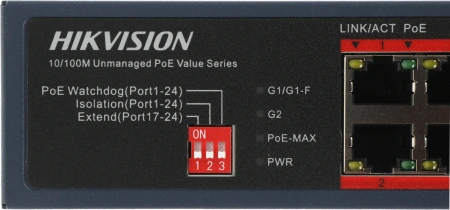 Коммутатор Hikvision DS-3E0326P-E/M(C) (L2) 25x100Мбит/с 1SFP 24PoE 230W неуправляемый