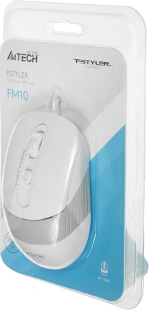 Мышь A4Tech Fstyler FM10 белый/серый оптическая 1600dpi USB 4but (FM10 WHITE)