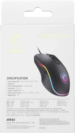 Мышь MSI Forge GM300 черный оптическая 7200dpi USB 6but (S12-0402300-HH9)