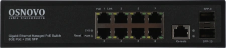 Коммутатор Osnovo SW-80802/L(150W) (L2) 8x1Гбит/с 2SFP 8PoE+ 150W управляемый