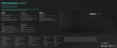 Клавиатура + мышь Logitech MK850 клав:черный мышь:черный USB беспроводная slim Multimedia (920-008486)