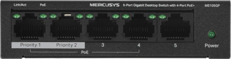 Коммутатор Mercusys MS105GP (L2) 5x1Гбит/с 4PoE+ 65W неуправляемый