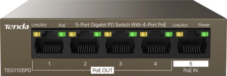 Коммутатор Tenda TEG1105PD (L2) 5x1Гбит/с 5PoE 30W неуправляемый