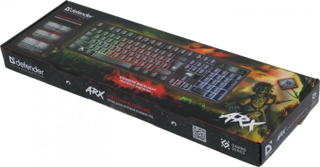 Клавиатура Defender Arx GK-196L RU черный USB for gamer LED (45196) кабель 1.5м