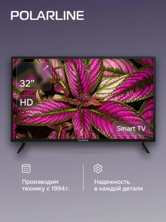Телевизор LED PolarLine 32" 32PL53TC-SM черный FULL HD 60Hz DVB-T DVB-T2 DVB-C USB WiFi Smart TV (RUS)