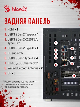 ПК Bloody BD-PC CZ79C3 MT i7 14700KF (3.4) 64Gb SSD1Tb RTX5070Ti 16Gb Windows 11 Home 64 2.5xGbitEth WiFi BT 850W черный (RUS) (2129080)