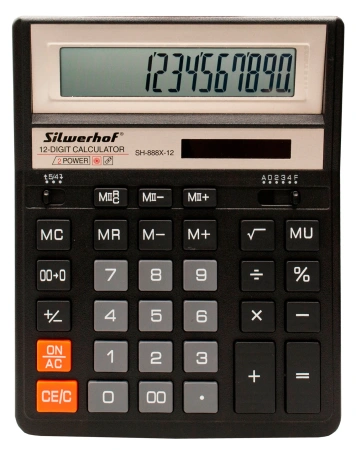 Калькулятор настольный Silwerhof SH-888X-12 черный 12-разр.
