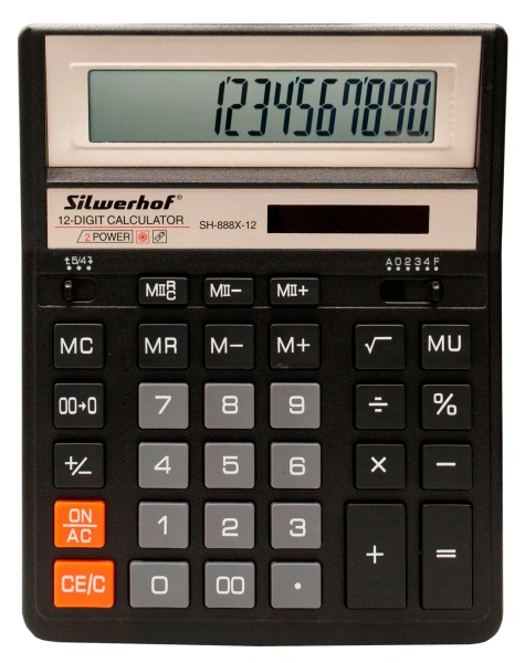 Калькулятор настольный Silwerhof SH-888X-12 черный 12-разр.