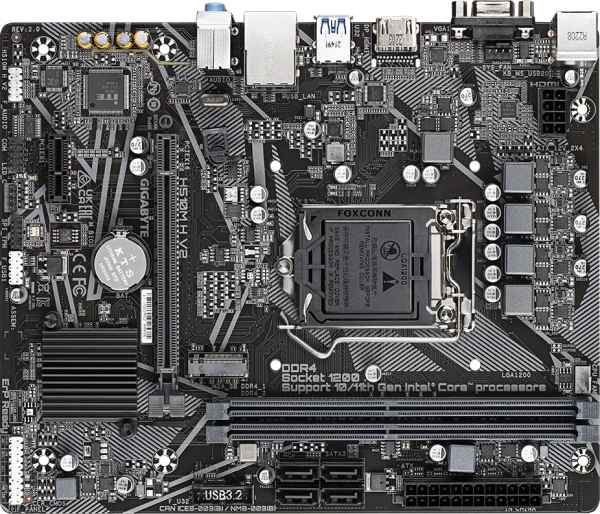 Материнская плата Gigabyte H510M H V2 2.0 Soc-1200 Intel Q470 2xDDR4 mATX AC`97 8ch(7.1) GbLAN+VGA+HDMI