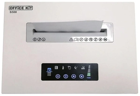Шредер Office Kit S500 белый (секр.P-5) фрагменты 17лист. 50лтр. скрепки скобы пл.карты CD