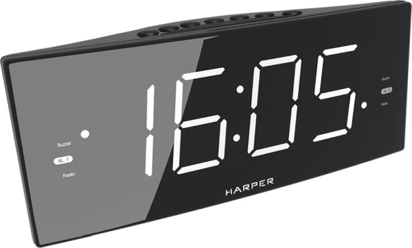 Радиобудильник Harper HCLK-2050 черный LED подсв:белая часы:цифровые AM/FM
