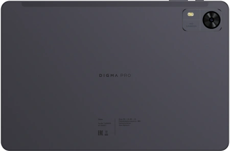 Планшет Digma Pro Zoom T606 (1.8) 8C RAM6Gb ROM128Gb 10.1" IPS 1920x1200 4G Android 14 темно-серый 13Mpix 5Mpix BT WiFi microSD 1Tb 7000mAh 24hr 298hrs