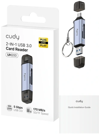 Разветвитель USB 3.2 Cudy UH200 2порт. серебристый