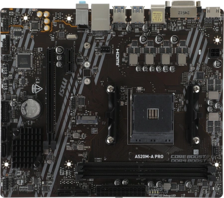 Материнская плата MSI A520M-A PRO Soc-AM4 AMD A520 2xDDR4 mATX AC`97 8ch(7.1) GbLAN RAID+DVI+HDMI