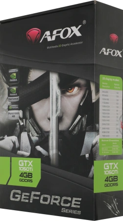 Видеокарта Afox PCI-E 3.0 AF1050TI-4096D5H5-V6 NVIDIA GeForce GTX 1050TI 4Gb 128bit GDDR5 1291/7000 DVIx1 HDMIx1 DPx1 HDCP Ret