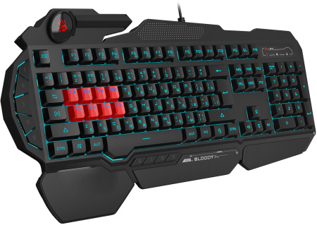 Клавиатура A4Tech Bloody B318 черный USB Multimedia for gamer LED (подставка для запястий) (B318) кабель 1.8м