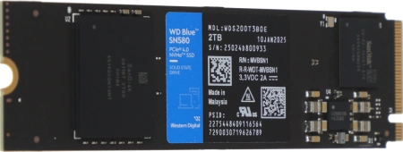 Накопитель SSD WD S PCIe 4.0 x4 2TB WDS200T3B0E Blue SN580 M.2 2280