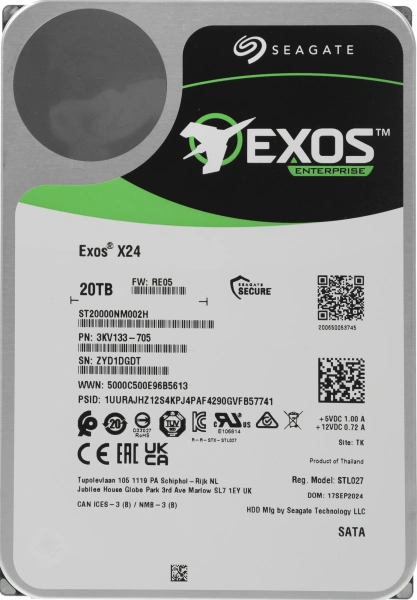 Жесткий диск Seagate SATA-III 20TB ST20000NM002H Server Exos X24 4KN (7200rpm) 512Mb 3.5"