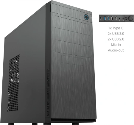 Корпус Chieftec Elox черный без БП ATX 2x80mm 2x120mm 2xUSB2.0 2xUSB3.0 audio