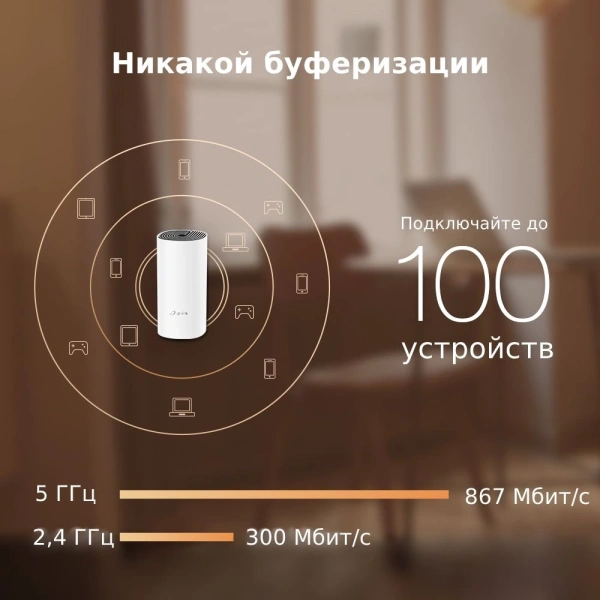 Бесшовный Mesh роутер TP-Link Deco E4 (DECO E4(2-PACK)) AC1200 10/100BASE-TX белый (упак.:2шт)