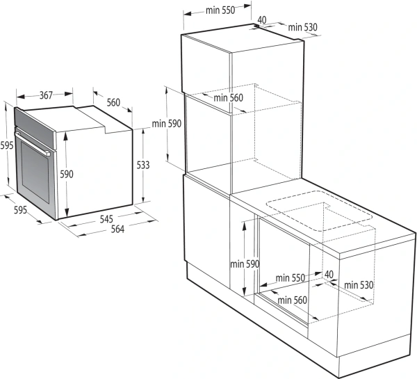 Духовой шкаф Электрический Gorenje BOB6737E01X нержавеющая сталь/черный