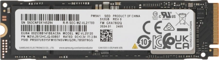 Накопитель SSD Samsung PCIe 4.0 x4 512GB MZVL2512HCJQ-00B07 PM9A1 M.2 2280 OEM