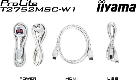 Монитор Iiyama 27" ProLite T2752MSC-W1 белый IPS LED 16:9 HDMI M/M глянцевая 1000:1 400cd 178гр/178гр 1920x1080 60Hz DP FHD USB Touch 6.7кг