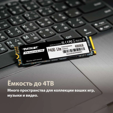Накопитель SSD Patriot PCIe 4.0 x4 1TB P400LP1KGM28H P400 Lite M.2 2280