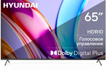 Телевизор LED Hyundai 65" H-LED65BU7006 Android TV Frameless Metal черный/серебристый 4K Ultra HD 60Hz DVB-T DVB-T2 DVB-C DVB-S DVB-S2 USB WiFi Smart TV