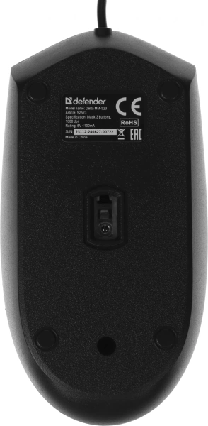 Мышь Defender Delta MM-523 черный оптическая 1000dpi USB для ноутбука 2but (52523)