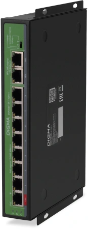 Коммутатор Digma DSP208F-2F-T120 DSP208F-2F-T120 V1 (L2) 10x100Мбит/с 8PoE 8PoE+ 120W неуправляемый