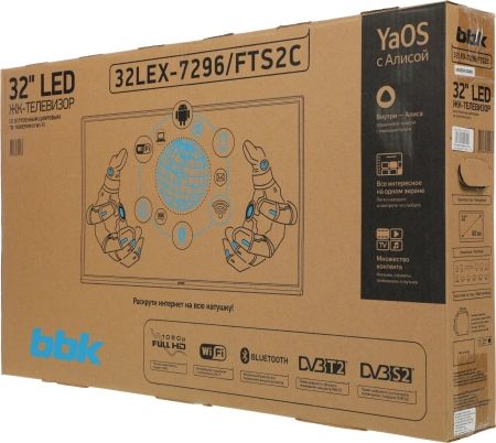 Телевизор LED BBK 32" 32LEX-7296/FTS2C (B) Яндекс.ТВ Frameless черный FULL HD 60Hz DVB-T2 DVB-C DVB-S2 USB WiFi Smart TV (RUS)