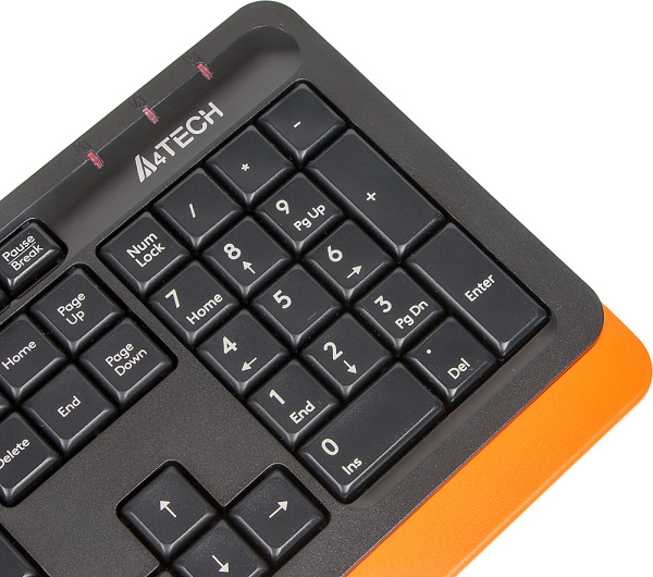 Клавиатура A4Tech FK10 черный/оранжевый USB (FK10 ORANGE) кабель 1.5м