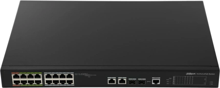 Коммутатор Dahua DH-LR2218-16ET-240 (L2) 16x100Мбит/с 2x1Гбит/с 2xКомбо(1000BASE-T/SFP) 2SFP 14PoE+ 2PoE++ 240W управляемый
