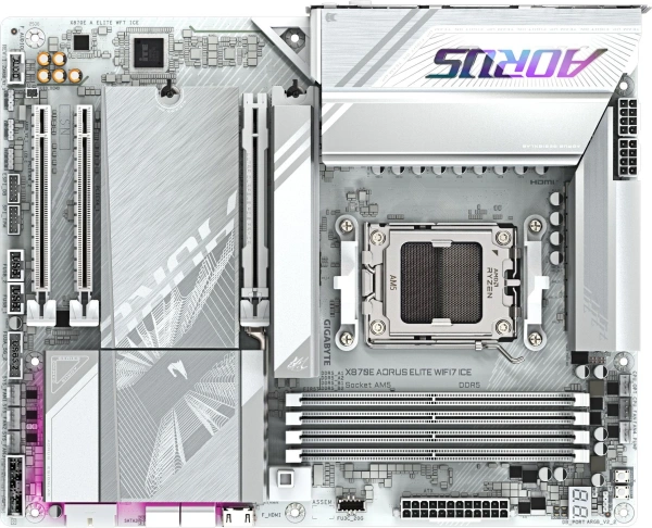 Материнская плата Gigabyte X870E AORUS ELITE WIFI7 ICE Socket AM5 AMD X870E 4xDDR5 ATX AC`97 8ch(7.1) 2.5Gg RAID+HDMI