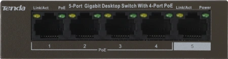 Коммутатор Tenda TEG1105P-4-63W (L2) 5x1Гбит/с 4PoE 63W неуправляемый