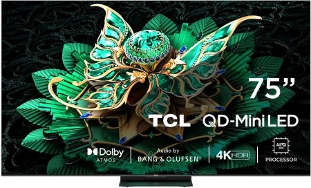 Телевизор LED TCL 75" 75C7K QD-Mini LED черный 4K Ultra HD 144Hz MEMC DVB-T DVB-T2 DVB-C DVB-S DVB-S2 USB WiFi Smart TV