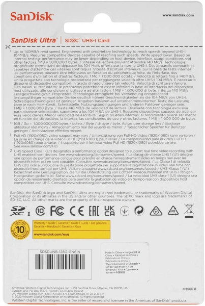 Флеш карта SDXC 128GB Sandisk SDSDUNB-128G-GN6IN Ultra