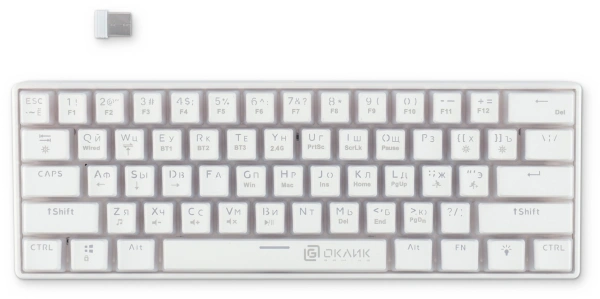 Клавиатура Оклик K763W механическая белый USB беспроводная BT/Radio Multimedia for gamer LED (1920562)